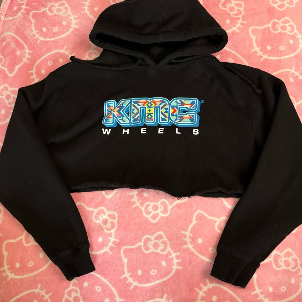 KMC Wheels Black Cropped Hoodie
